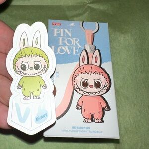 Labubu Pin for Love Vinyl Plush Pendant letter V confirmed authentic
